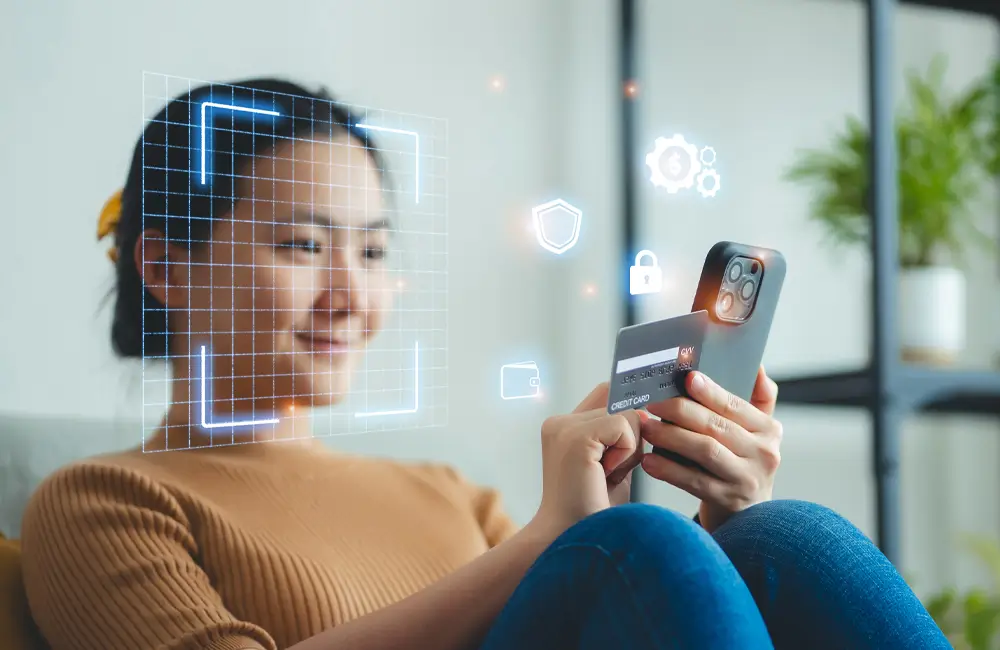 Woman doing Step 1 in Biometry How it Works