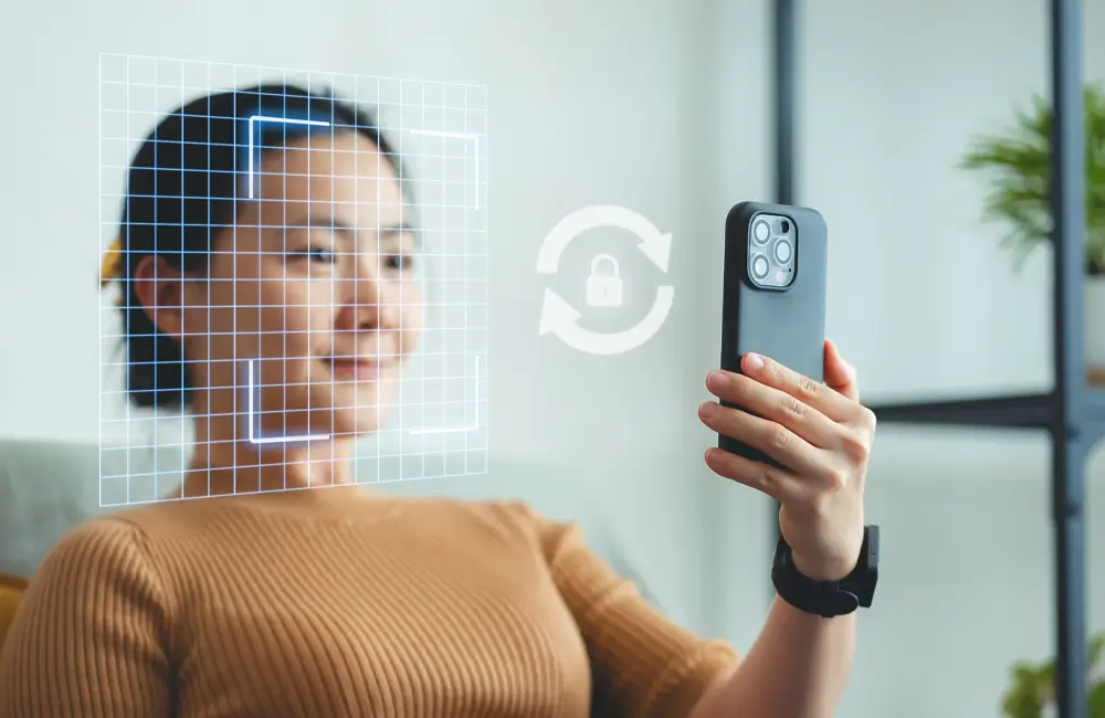 Woman doing Step 2 in Biometry How it Works