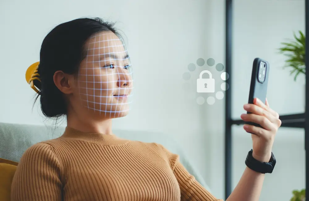 Woman doing Step 3 in Biometry How it Works