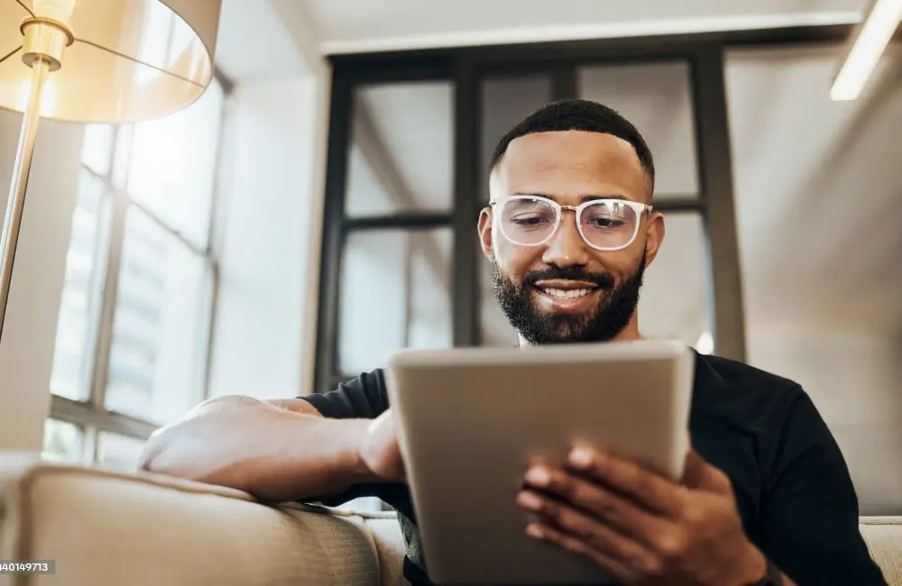 Man in a home office using Biometry Solutions